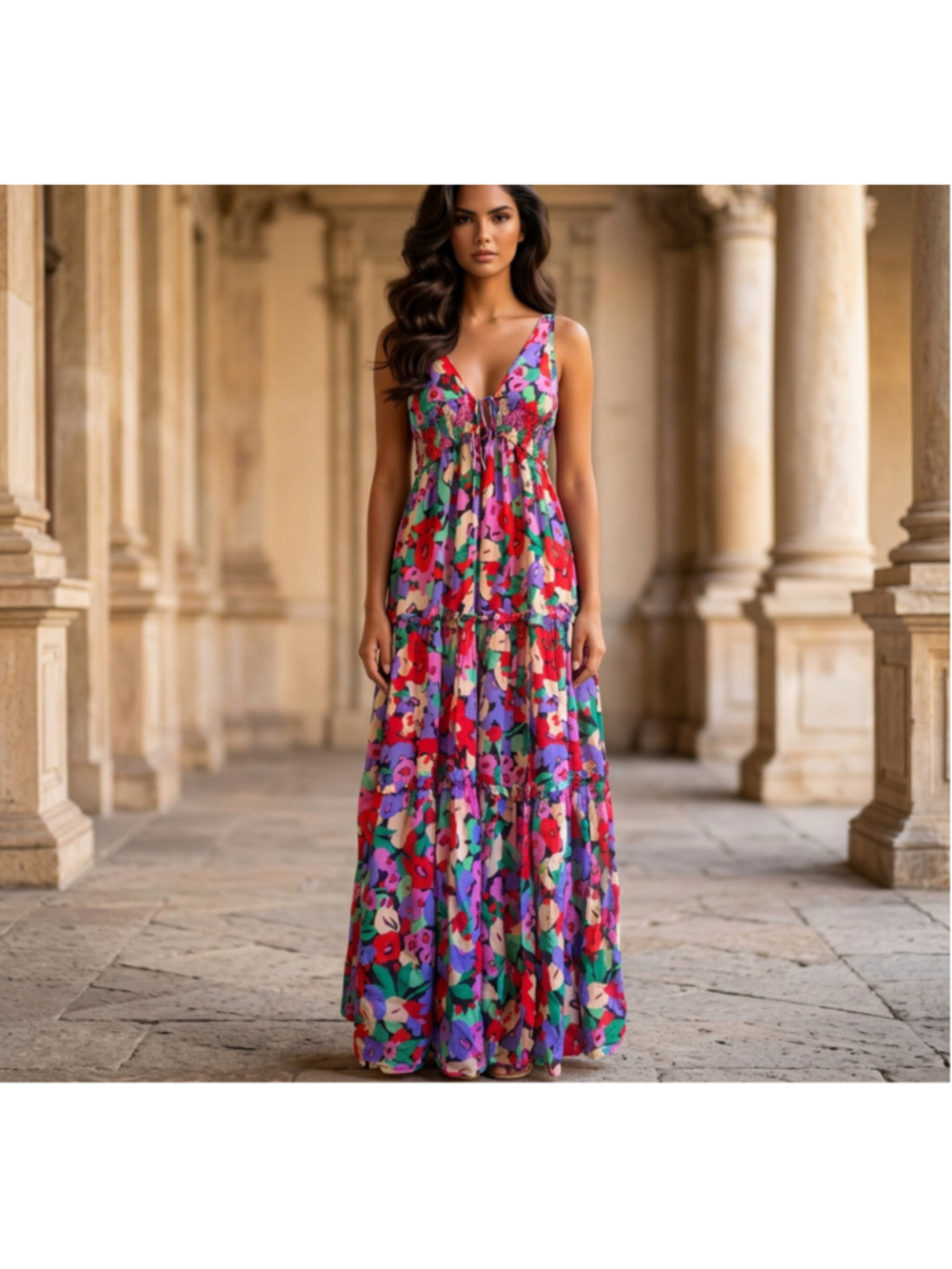 Nicholas Designer Luxe Floral Maxi Dress Size 10 Red Purple Layered Maximalist